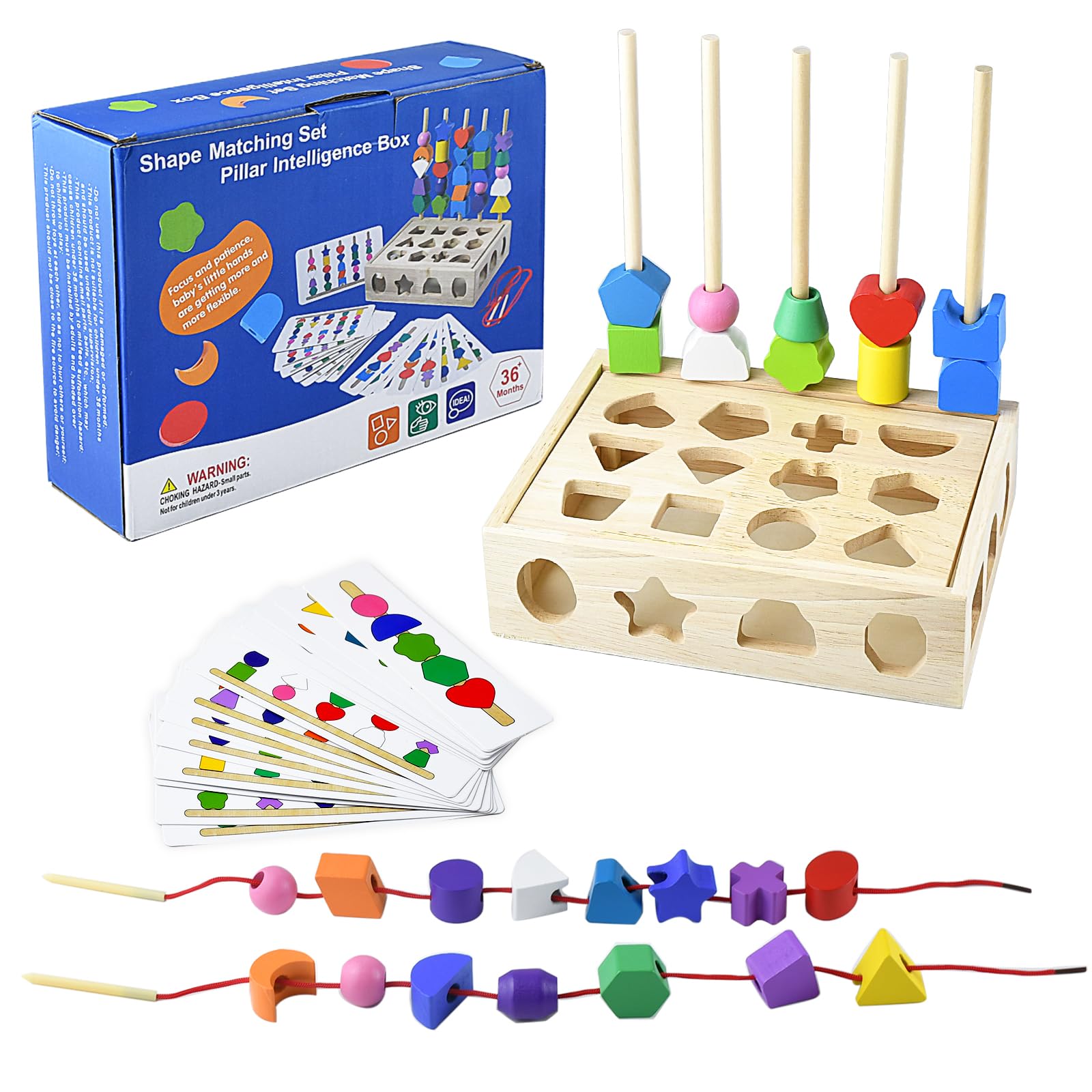 anyìshwu Montessori Juguetes Niños 2 3 4 Años,Apilar Y Enhebrar De Madera Regalo,Colores Clasificar,Montessori Juegos Apilables