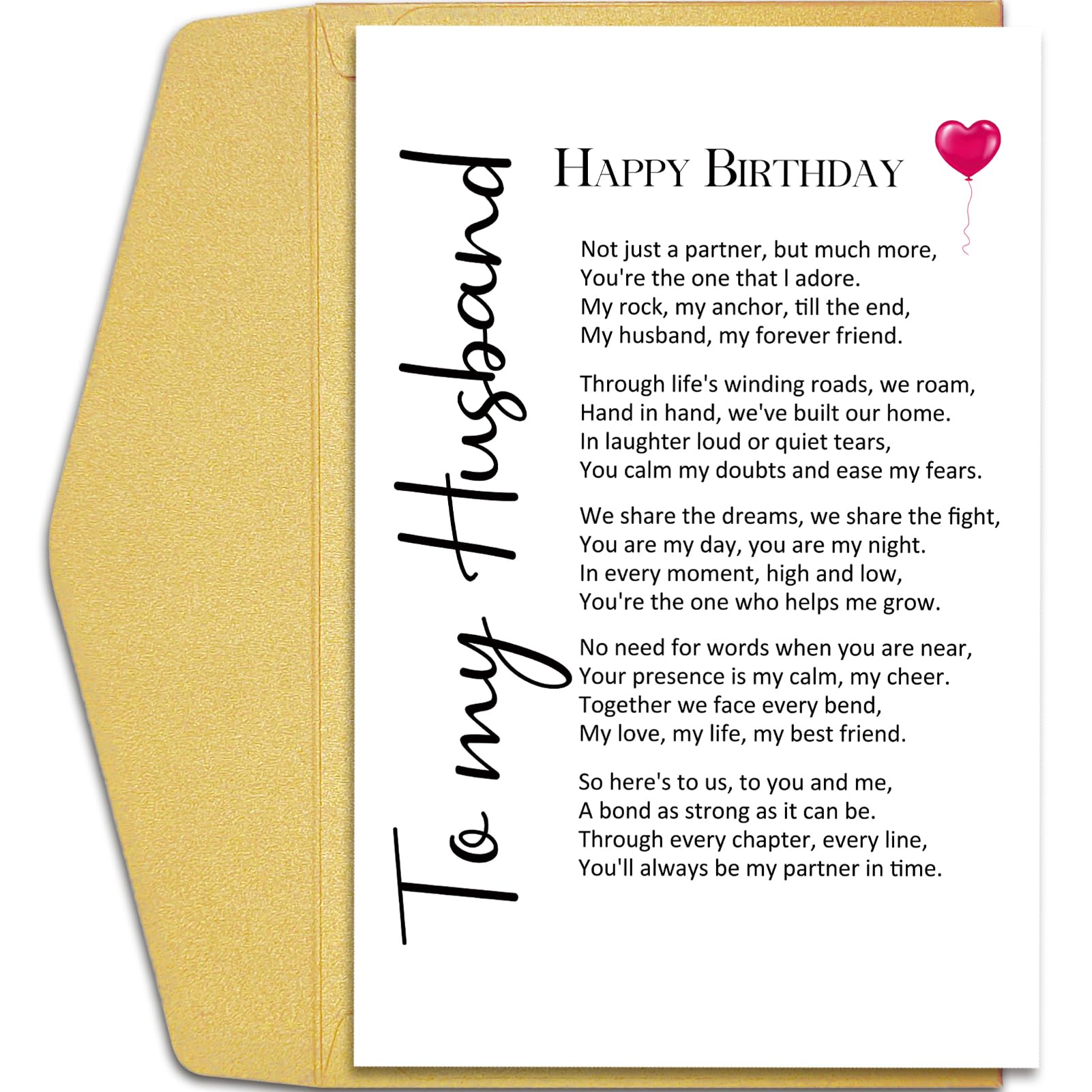 Qiliji Poem Birthday Card for Husband, Romantic Husband Birthday Card from Wife, Not Just A Partner But Much More