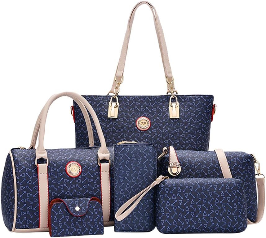 Kairuun Women 6 Set Large Capacity Handbag Shoulder Bags Tote Bag Arrow Pattern Crossbody Wallet
