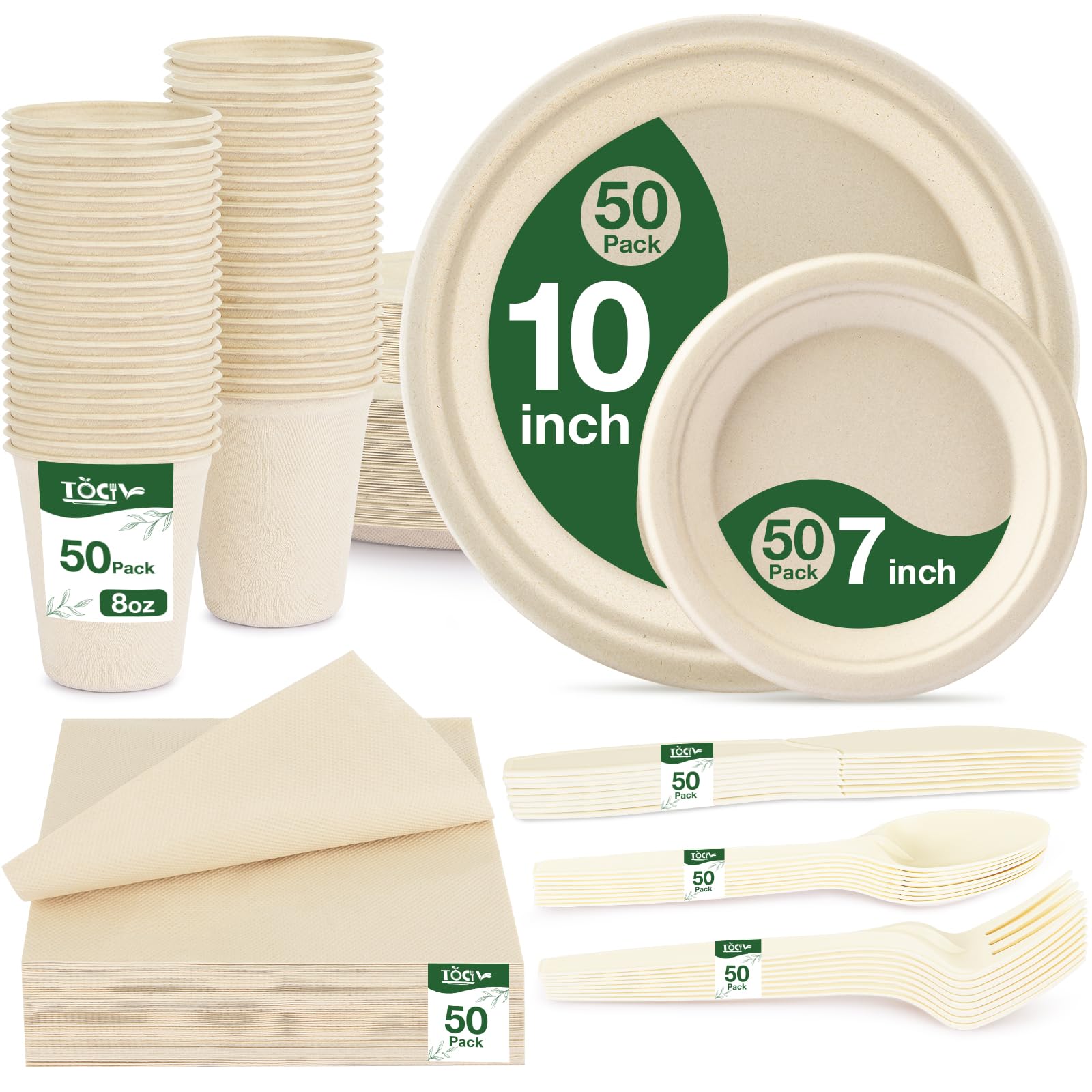 Photo 1 of Biaredy 350-Piece Compostable Dinnerware Set
