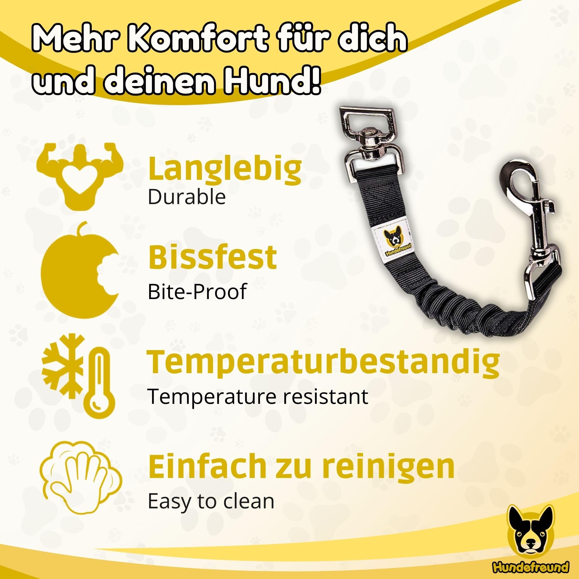 Floxik Bungee Elastische schokdemper voor middelgrote honden, bungee lijnverlenging voor elke hondenriem, ideaal voor joggen, fietsen en wandelen, zwart
