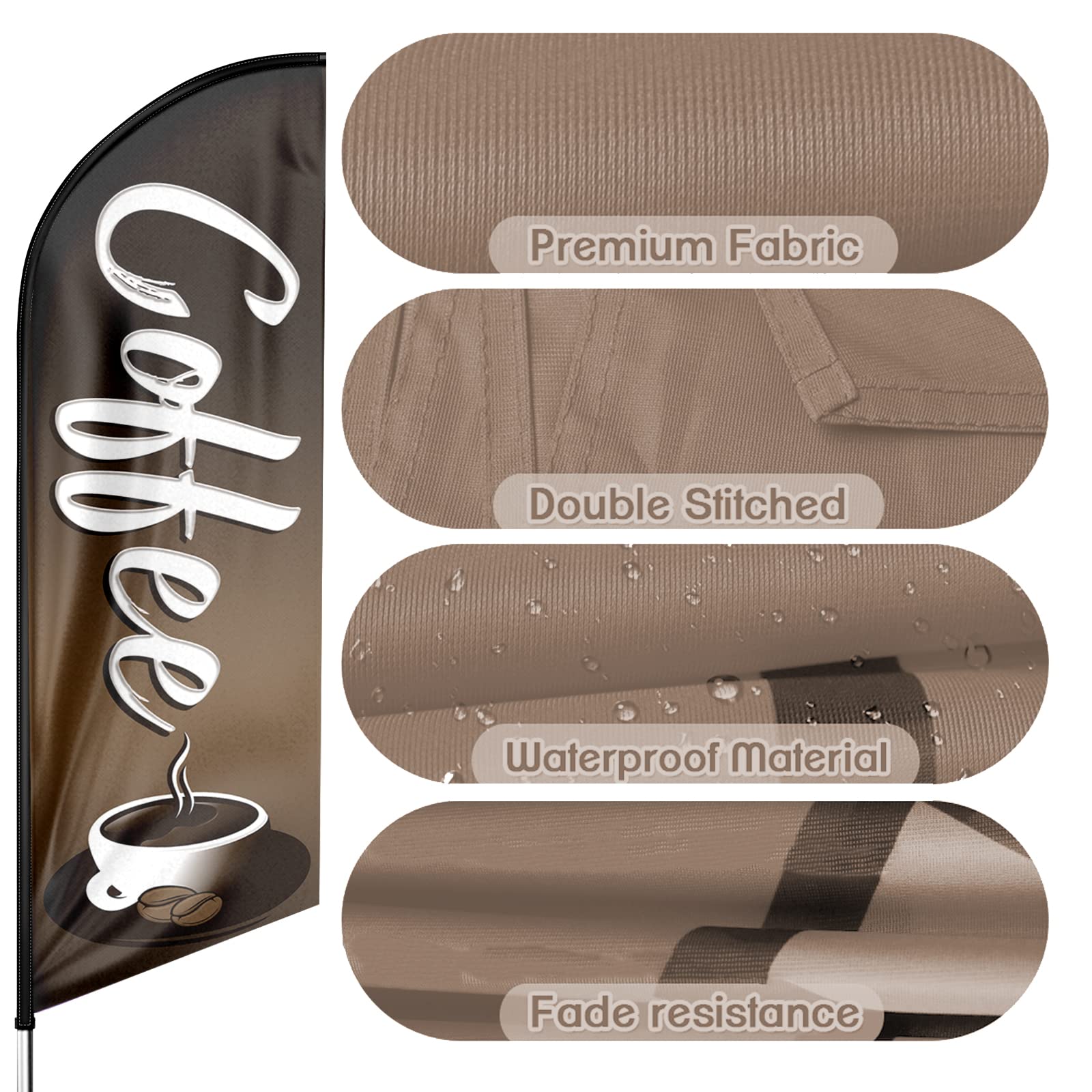 Bandiera Swooper Per Barbiere FSFLAG - Banner Piumato Per Vetrine, Negozi E Attività Commerciali - Solo Bandiera (243,8x63,5 Cm) - Foto 4