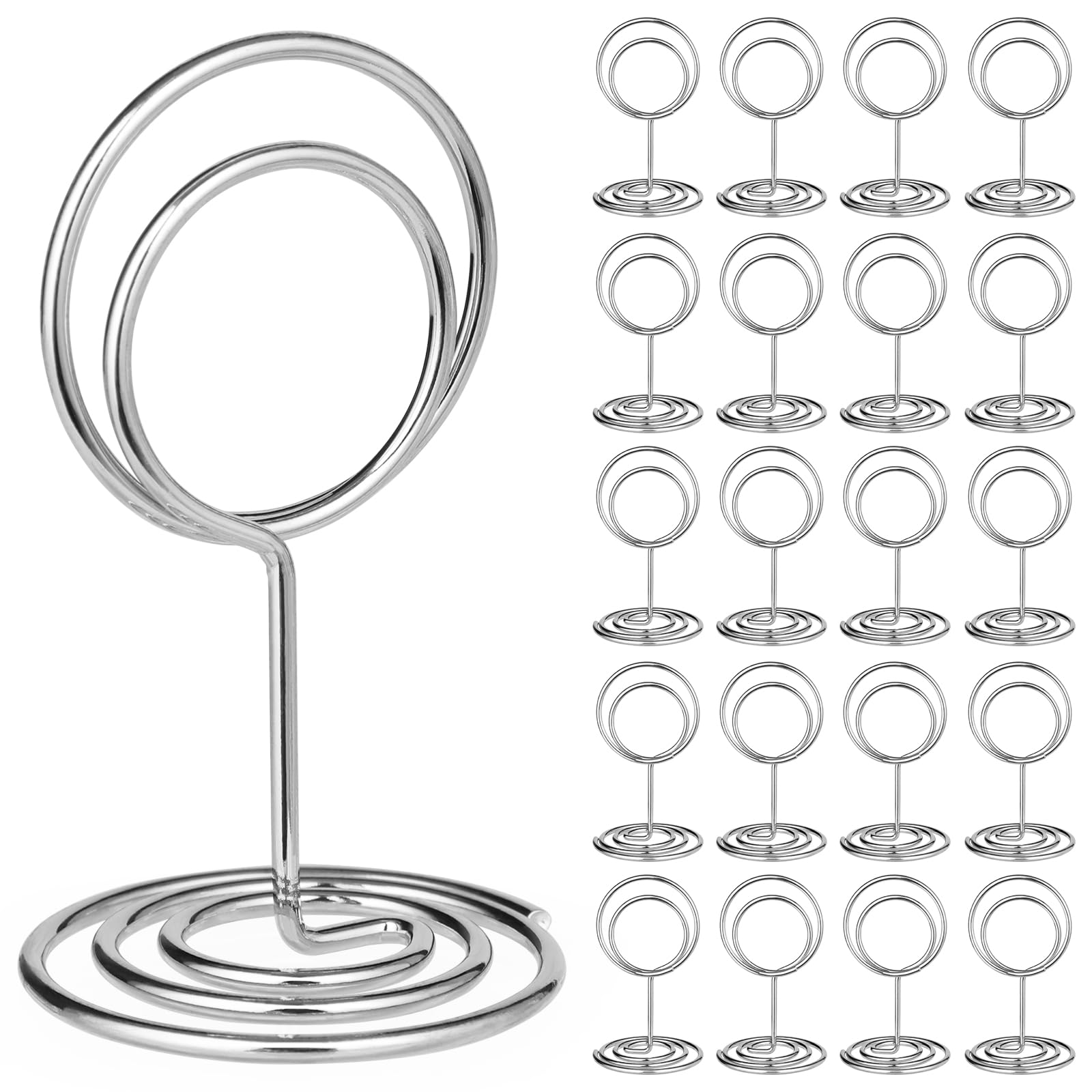 GeeRic Table Number Holders 20 Pcs Place Card Holders, Wire Photo Holders for Tables, Dining Room, Restaurant, Wedding Reception Party Silver