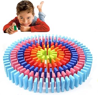 Toy Imagine 60 Pcs Wooden Domino Blocks for Kids Ages 3 10 Educational Colorful Building Blocks Game Set Montessori Toys for Boys & Girls Indoor Learning & Stem Play