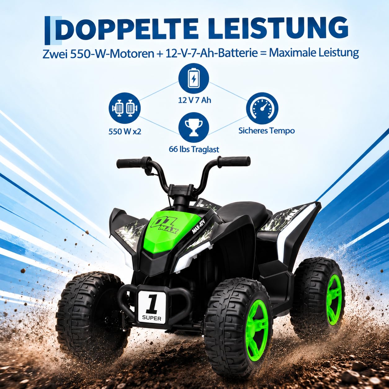 Garvee Elektro-Quad für Kinder 12V, Kinderquad Elektro, Elektrisches ATV