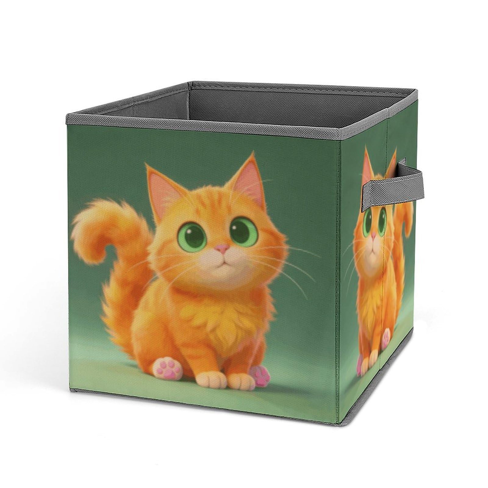 VstaDank The Starry Eyes of Aorange Cat Storage Bin Collapsible Storage Cubes Organizer Oxford Cloth Storage Box with Dual Handles Large Stackable Closet Storage Bins for Sheets Hat Sweater
