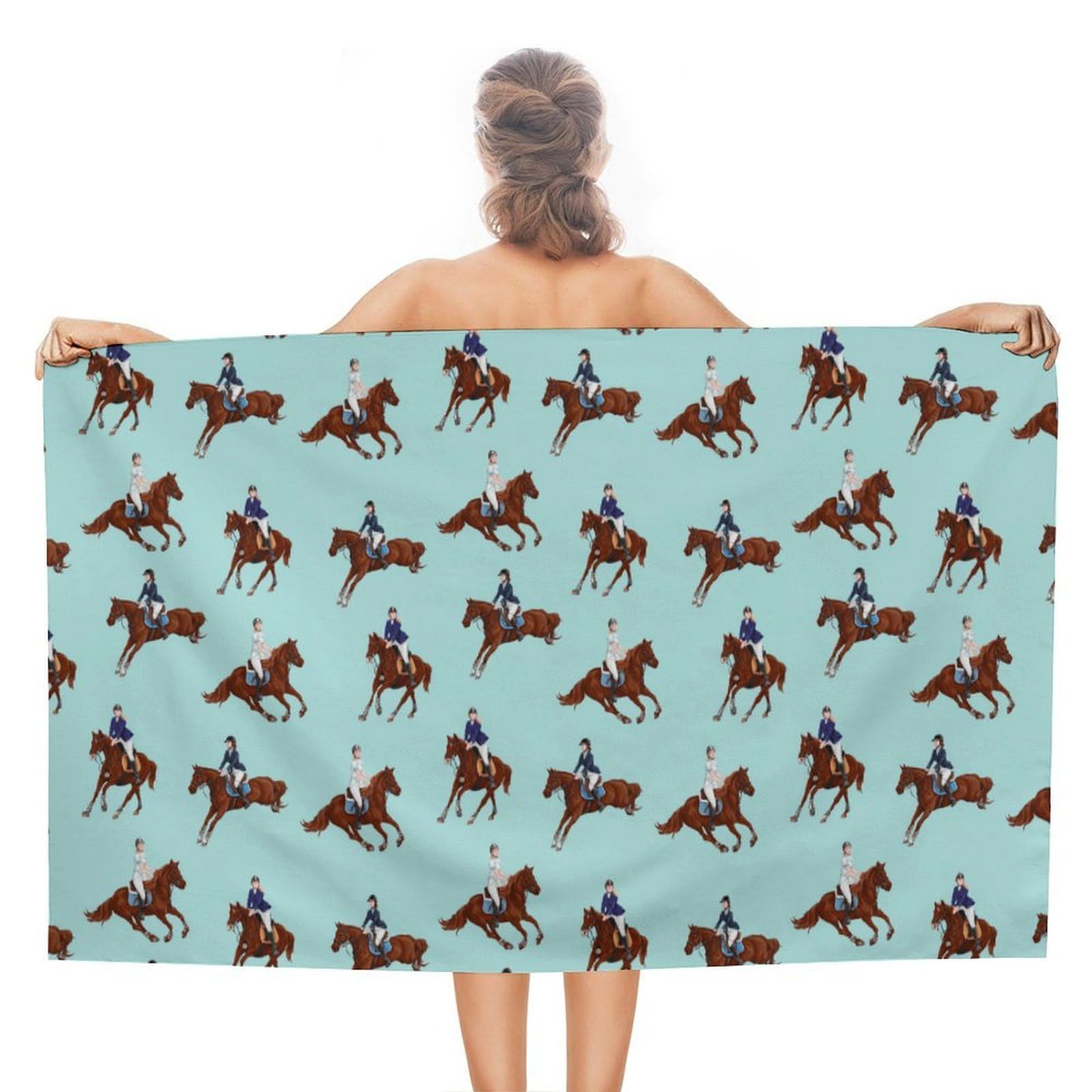 CGSBNGHA Horse Racing Beach Towels Soft Bathroom Bath Pool Swim Towels for Women Men