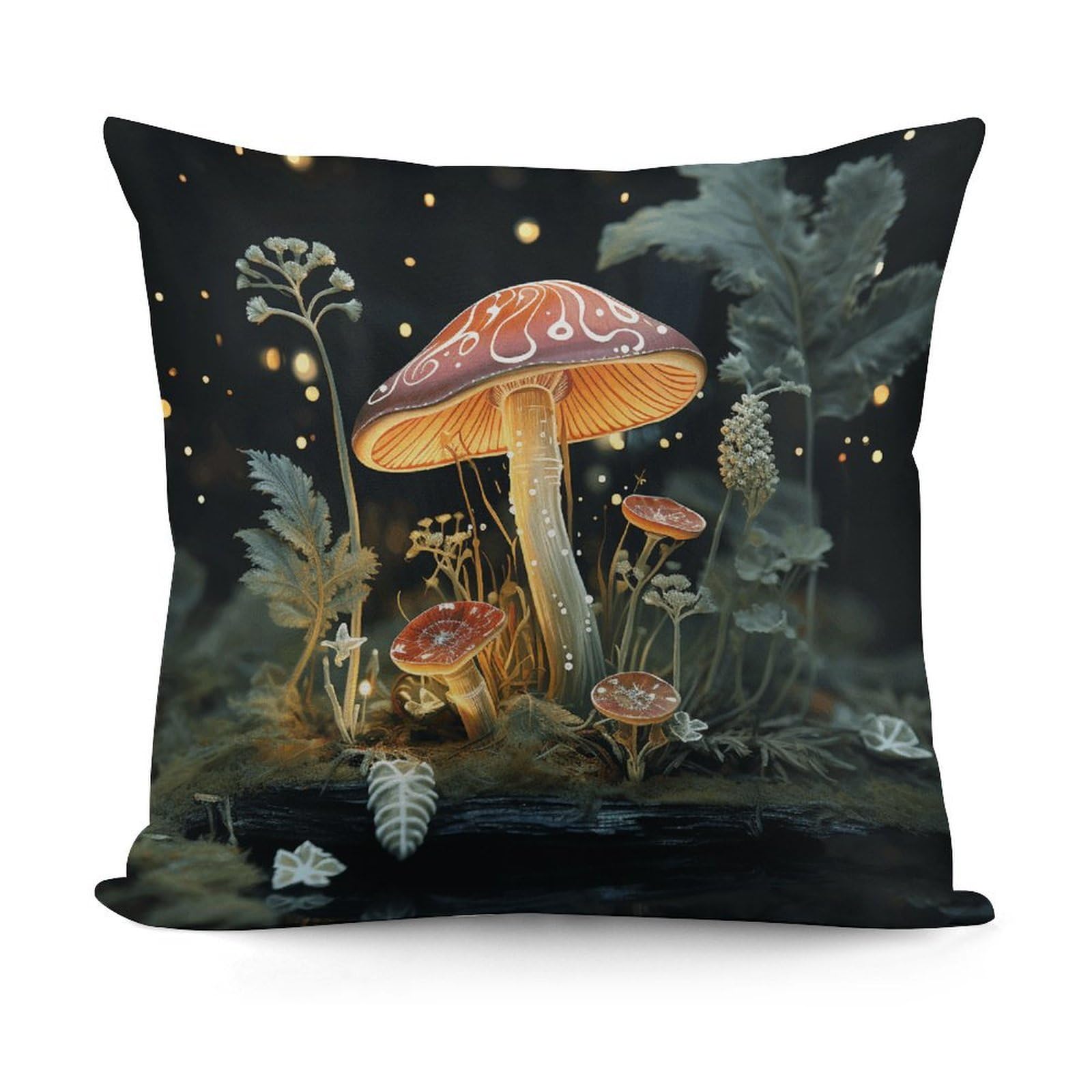 VstaDank Decorative Butterfly Mushroom Throw Pillow Covers Luxury Soft Pillowcases Fluffy Plush Accent Pillow Cases Personalized Square Lumbar Pillows Shells for All Seasons 18" X 18"