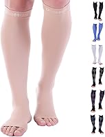 Vista 1 de Doc Miller Open Toe Compression Socks for Men & Women, 30-40 mmHg Knee High Support, Toeless Design for Daily Leg Comfort, Breathable Nylon Spandex
