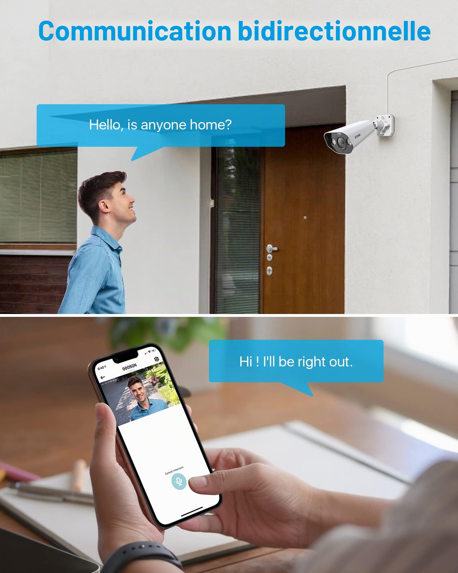 ZOSI 8CH 4K NVR PoE Kit avec 5MP 3K Camera de Surveillance PoE, Audio Bidirectionnel, Vision Nocturne Couleur, Détection de Personne et Véhicule, Accès à Distance, Enregistrement 24/7
