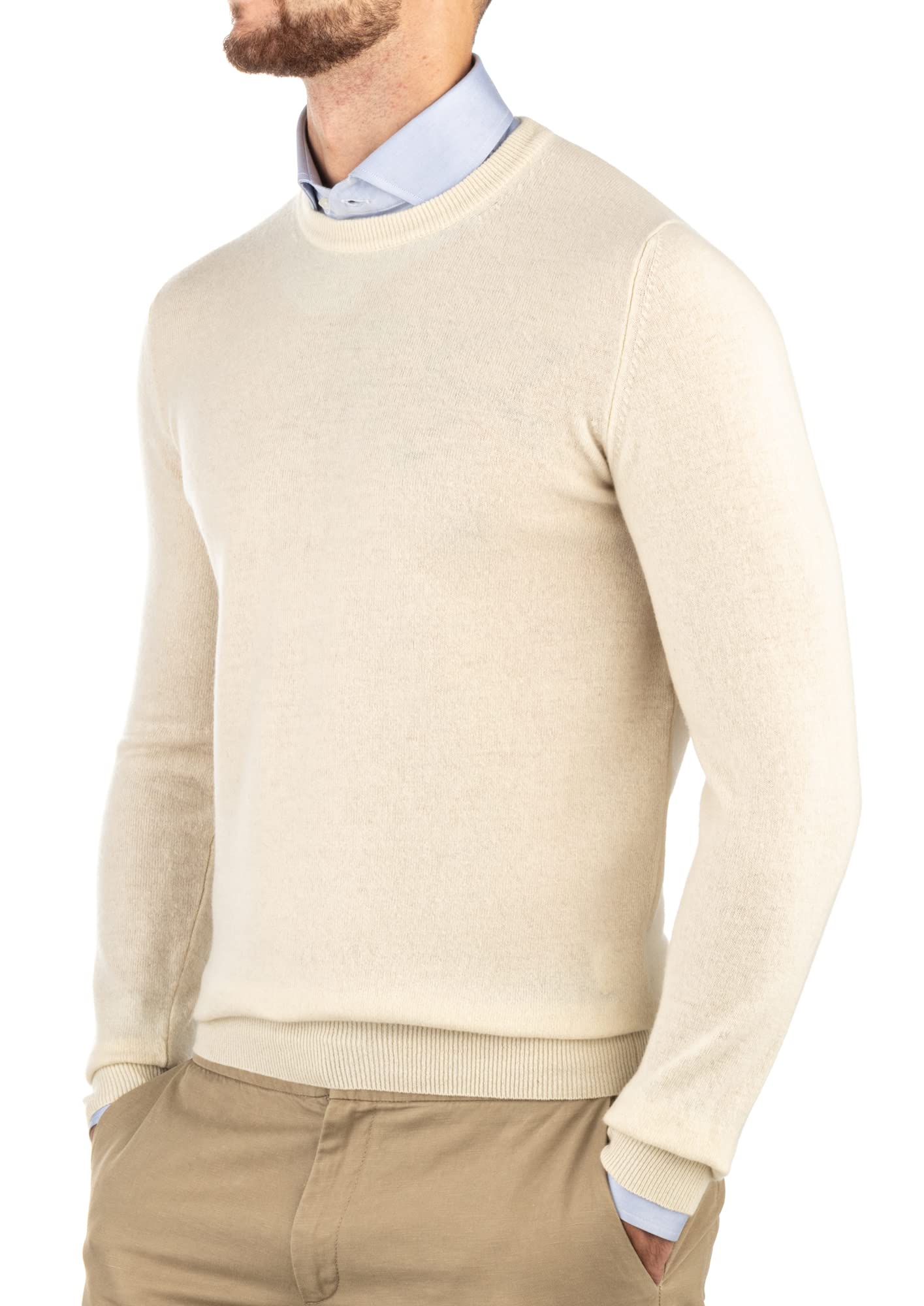 Dolcevita - Jersey para hombre, 30% puro cachemir, 70% pura lana, fabricado en Italia, manga larga, suave y cálido