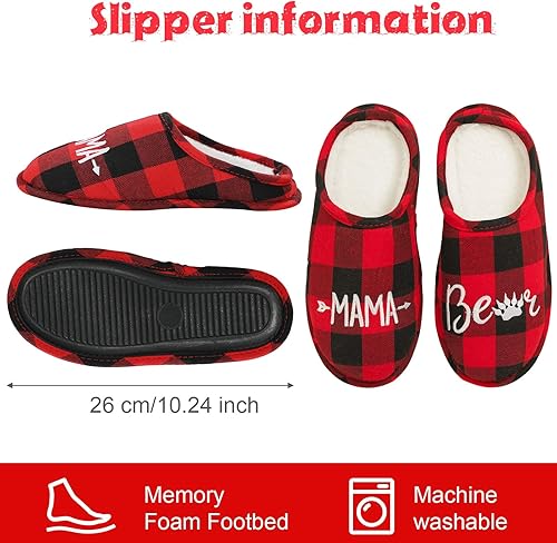 Miniatura 10 de Shinymoon Regalos para mamá, manta de búfalo a cuadros, con capucha, pantuflas de mamá oso para esposa, regalos de Navidad de hijo y esposo