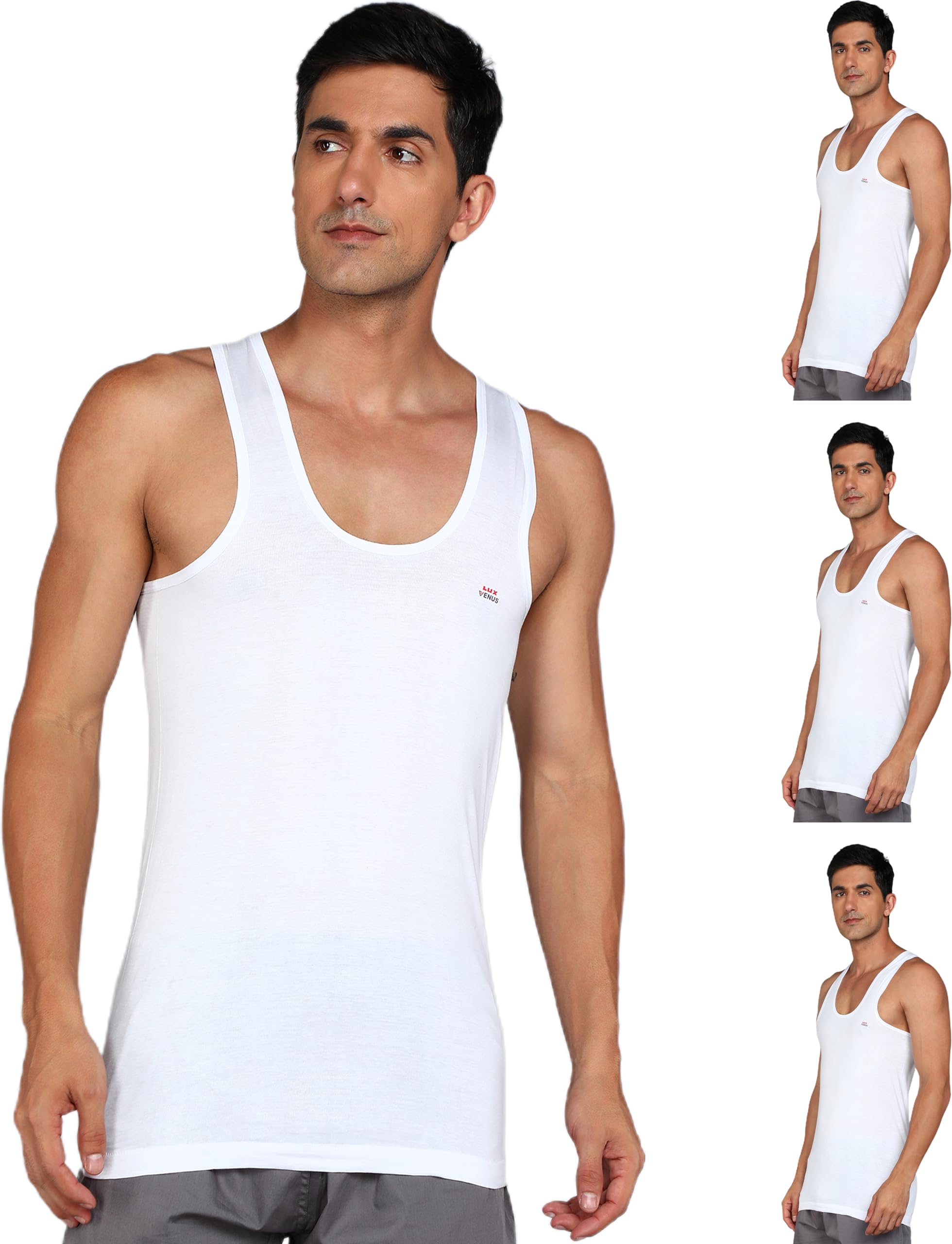 lux venus Men's Round Neck Sleeveless Cotton Vest (Pack of 4)-picture-26