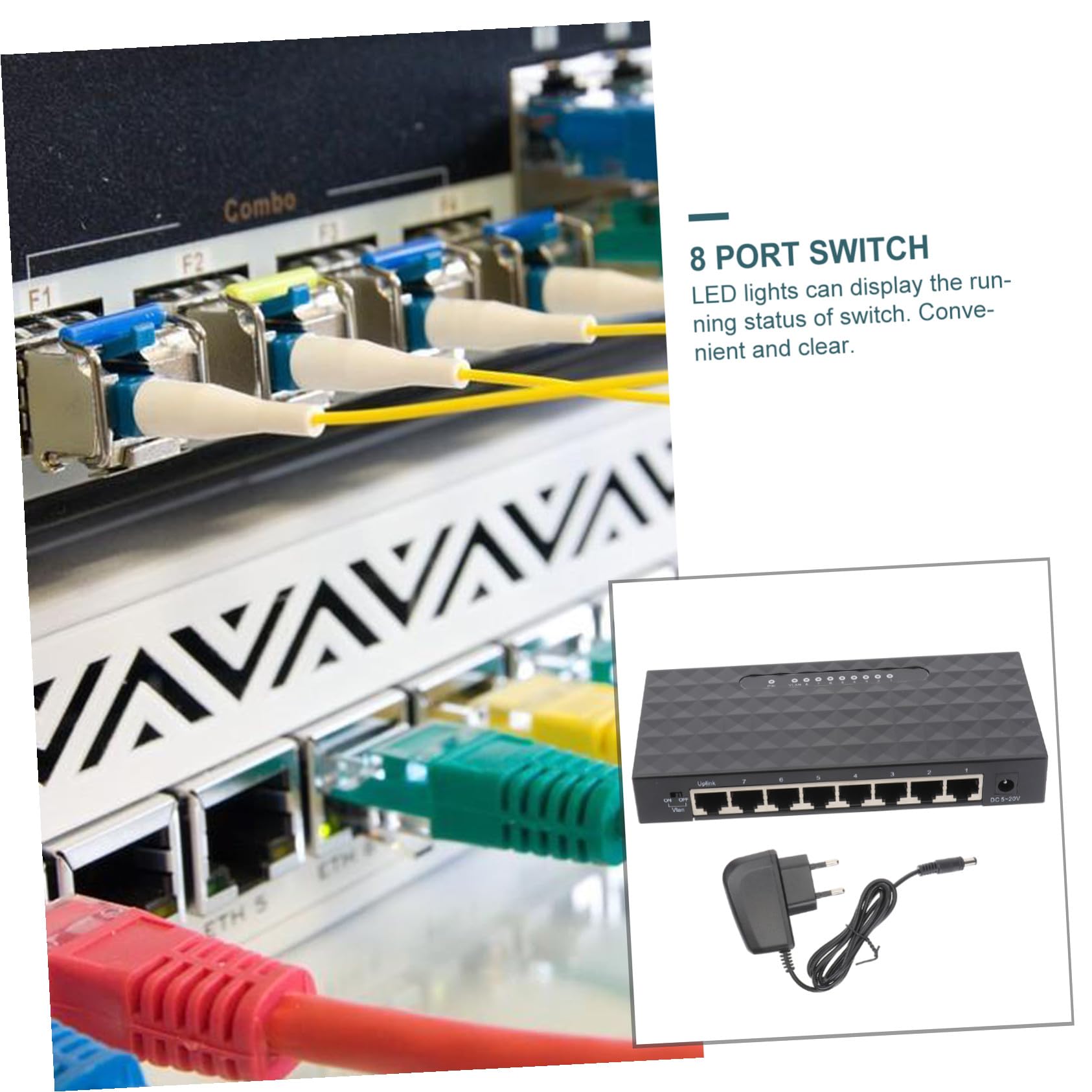 NUOBESTY 1pezzi Splitter di Rete da Mbps Porte per Desktop Ethernet Splitter LAN di Rete Compatibile con Dispositivi Mbps Nero