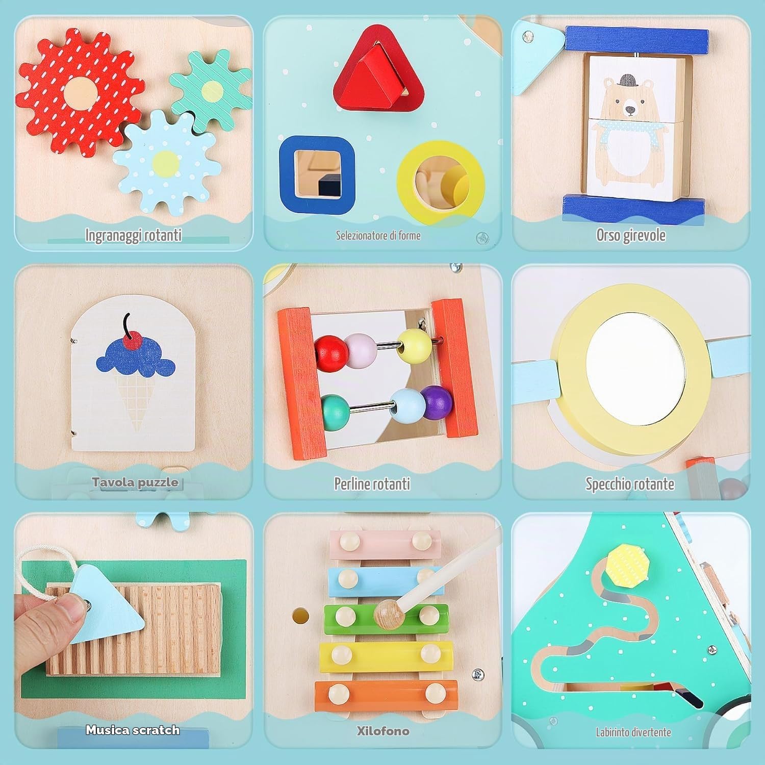 Asweets Carrello Primi Passi Legno, Giochi Montessori Interattivo, Sviluppa Le Capacità Motorie Dei Bambini, Baby Walker Regalo Bambino