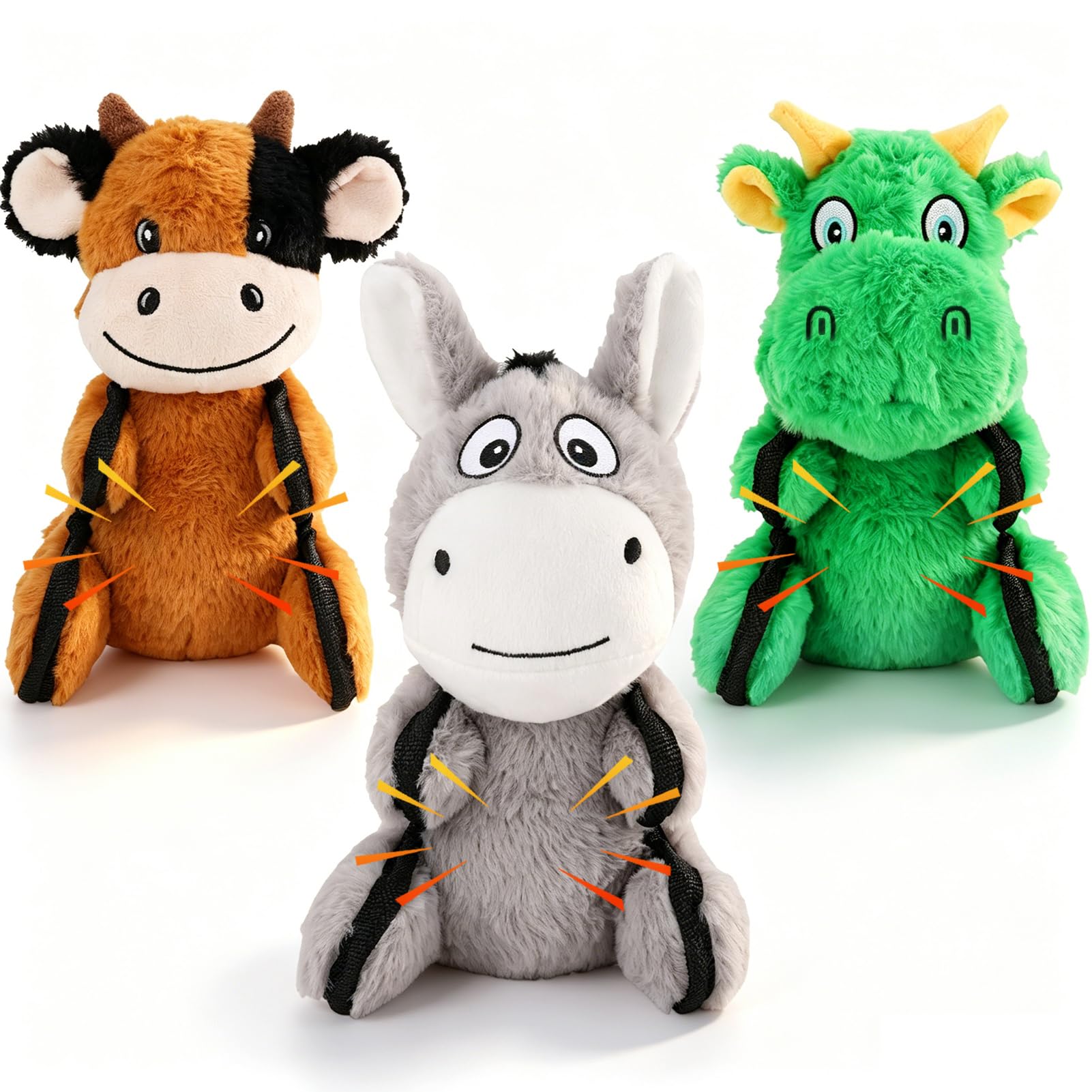 Drmstow Lot de 3 jouets couineurs en peluche pour chiens de petite, moyenne et grande taille