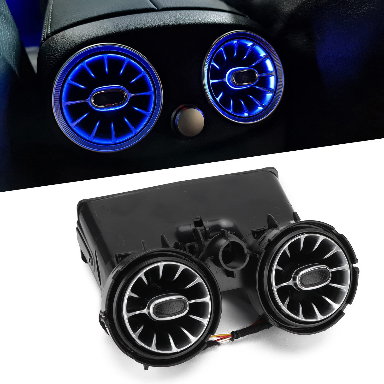 Luci D'atmosfera a LED Per Bocchetta Dell'aria, Kit di Luce Ambientale Per Bocchetta Dell'aria a Turbina Posteriore a 64 Colori a LED Compatibile con Mercedes‑Benz Classe C GLC W205 X253 2019‑2021