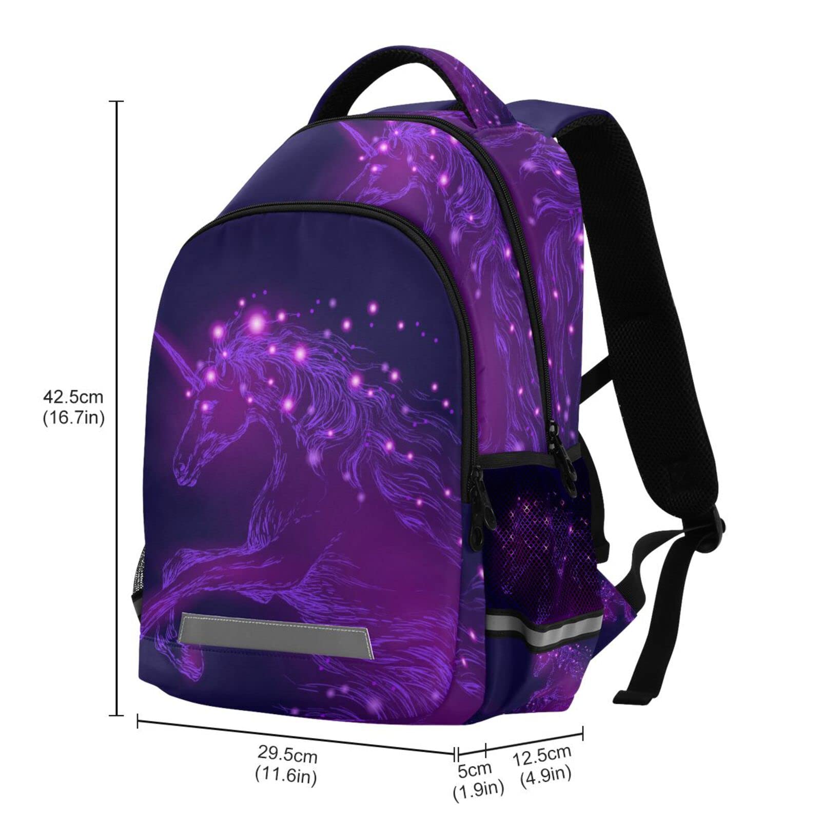 Mnrsuu Mochila con diseño de unicornio y galaxia de caballo morado para niños y niñas, mochila de viaje para laptop, A072