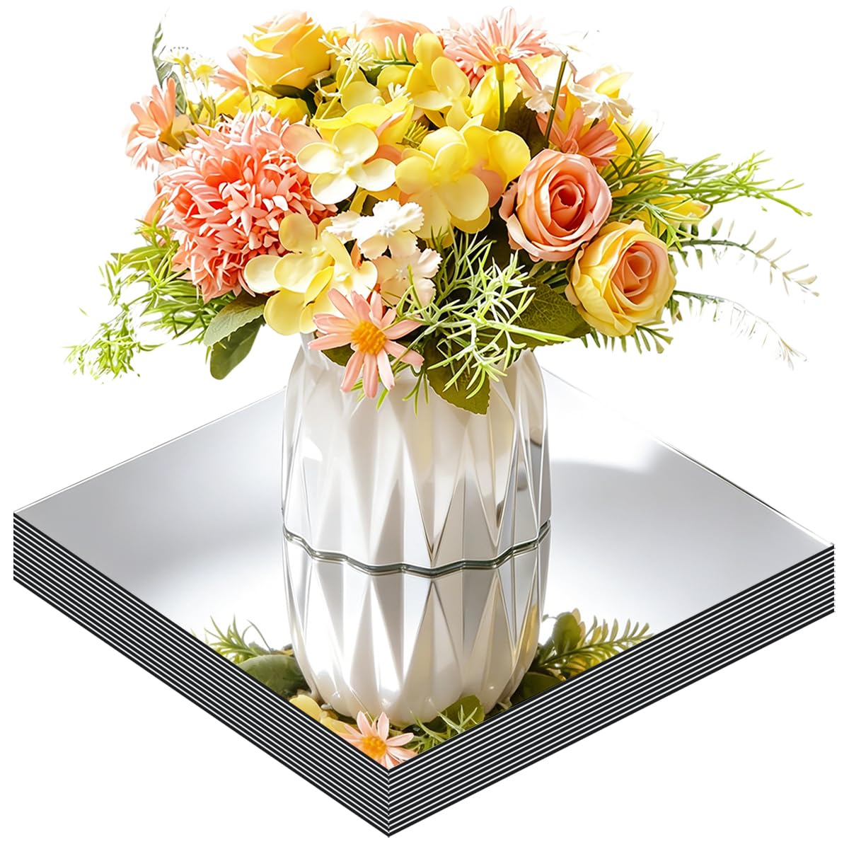 12 Specchi quadrati per decorazioni da tavolo, specchi acrilici senza vetro, piatto candela, specchio quadrato da parete, piastrelle a specchio per decorazioni da tavolo, decorazioni per matrimoni e
