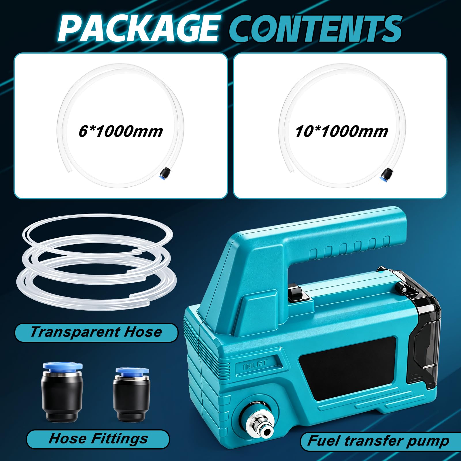 Pompa Travaso Olio Elettrica Compatibile con Makita 18V (Senza Batteria e Caricatore), 120W 300 GPH, Pompa Autoadescante Portatile per Olio Motore e Olio Cambio