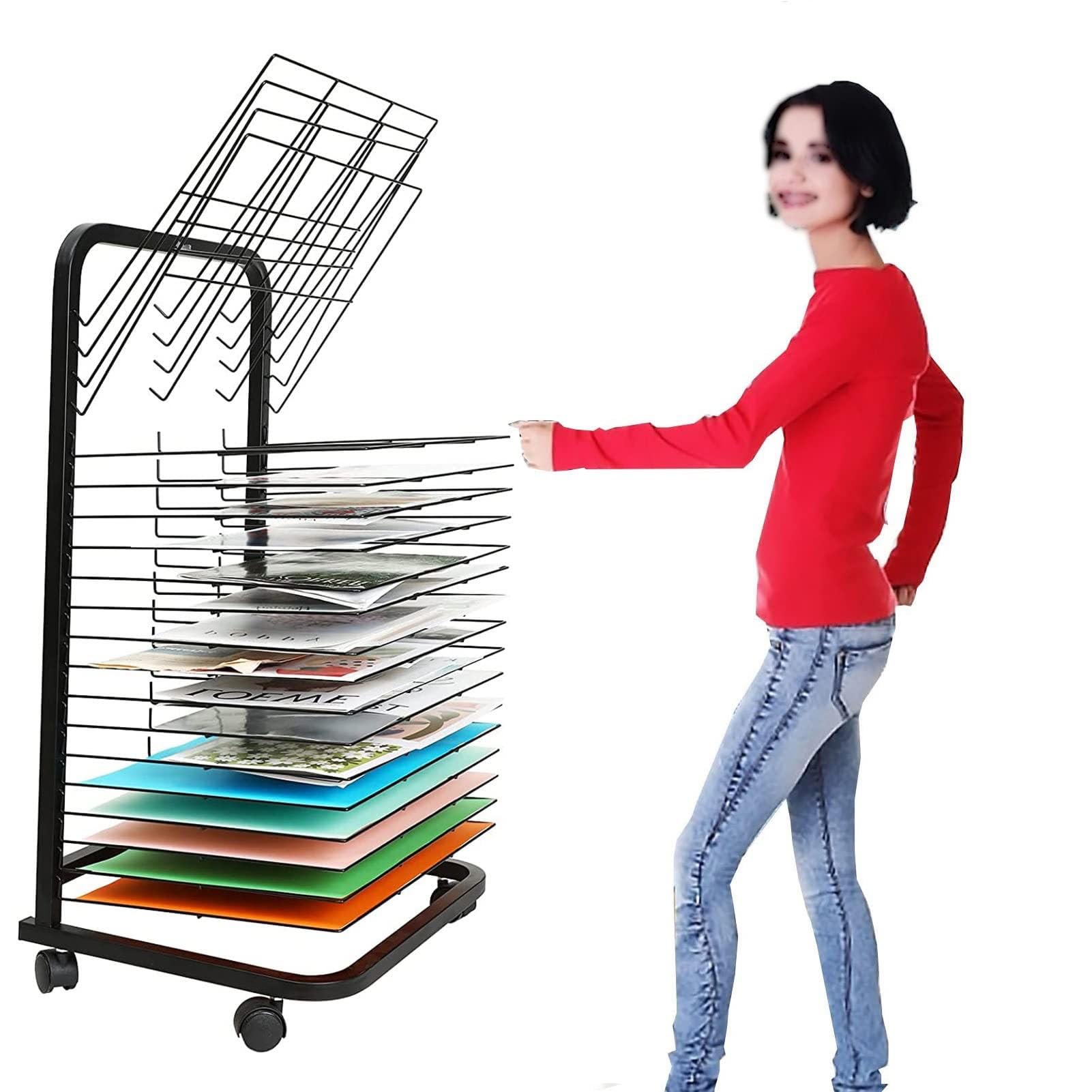 Suszarka Do Prac Artystycznych – Elastyczny Wózek Z Półkami, Mobilny Do Przechowywania Płócien Malarskich, Metalowy Stojak Ze Stali Nierdzewnej, Malowany Proszkowo, Do Sali Lekcyjnej, Klubu Artystycz