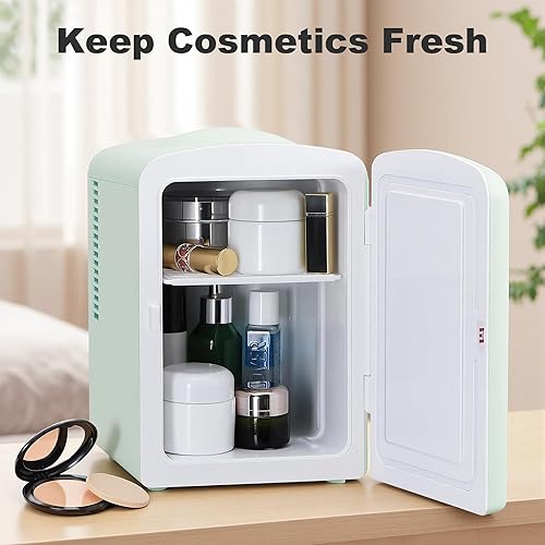 Miniatura 4 de Iceblue Mini nevera, refrigerador pequeño retro de 4 litros/6 latas, enchufe de CA y cargador de coche de 12 V, refrigerador pequeño compacto y