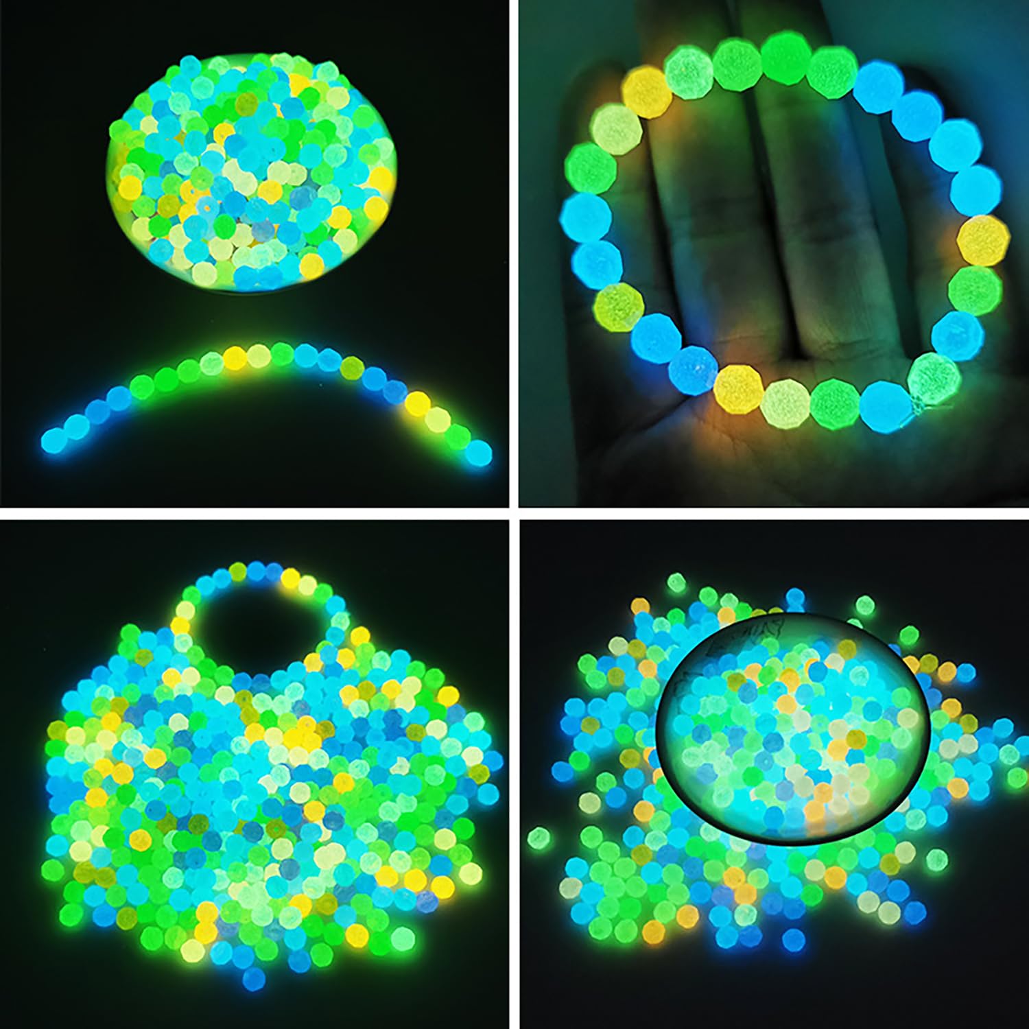 350Pcs Glow in The Dark Cute Sea Shell Animals Aquarium Beads UV Color Changing Beads Sun Sensitive Glowing Solar Luminous Beads Bulk for Home Aquarium Fish Tank Desktop Decoration(no Hole): 8mm Round Beads