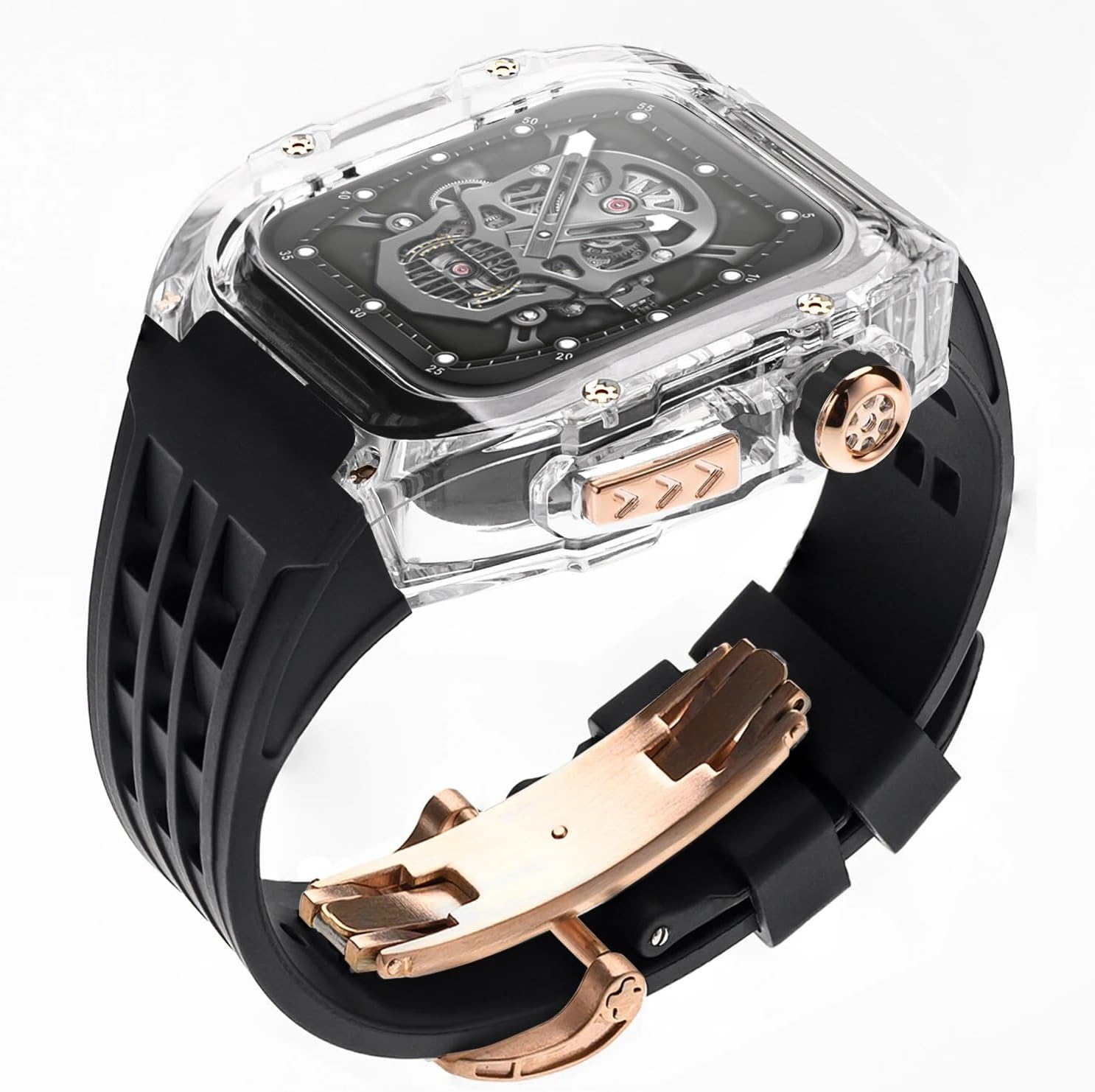 Luxury Transparent Modification Kit For Apple Watch Ultra 2 49mm Rubber Band With Case For IWatch Series 9 8 7 6 5 4 SE 45mm 44mm