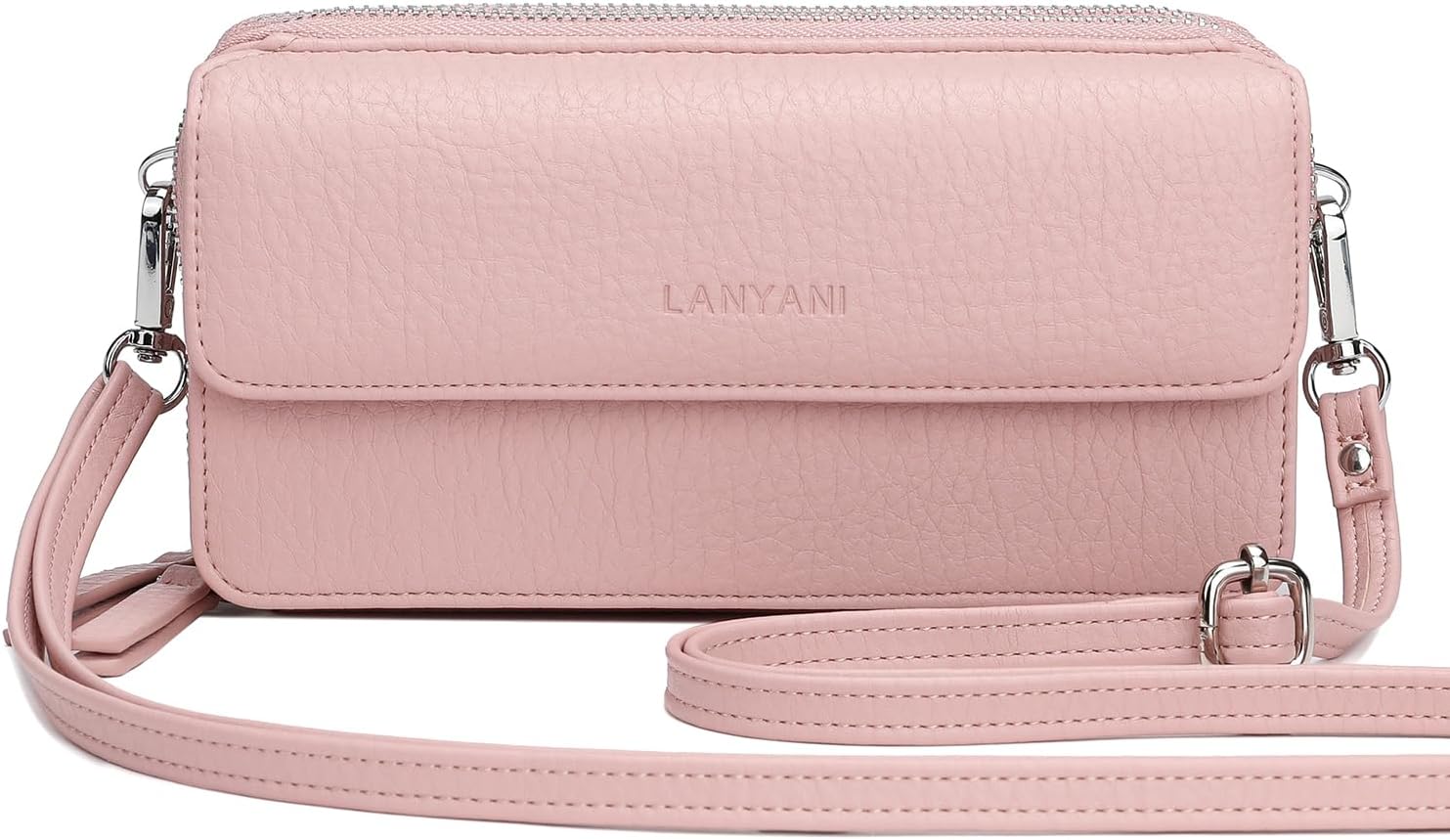 Lanyani RFID Crossbody Wallet Wristlet Purse with Phone Pocket For Women Vegan Leather - Image 9