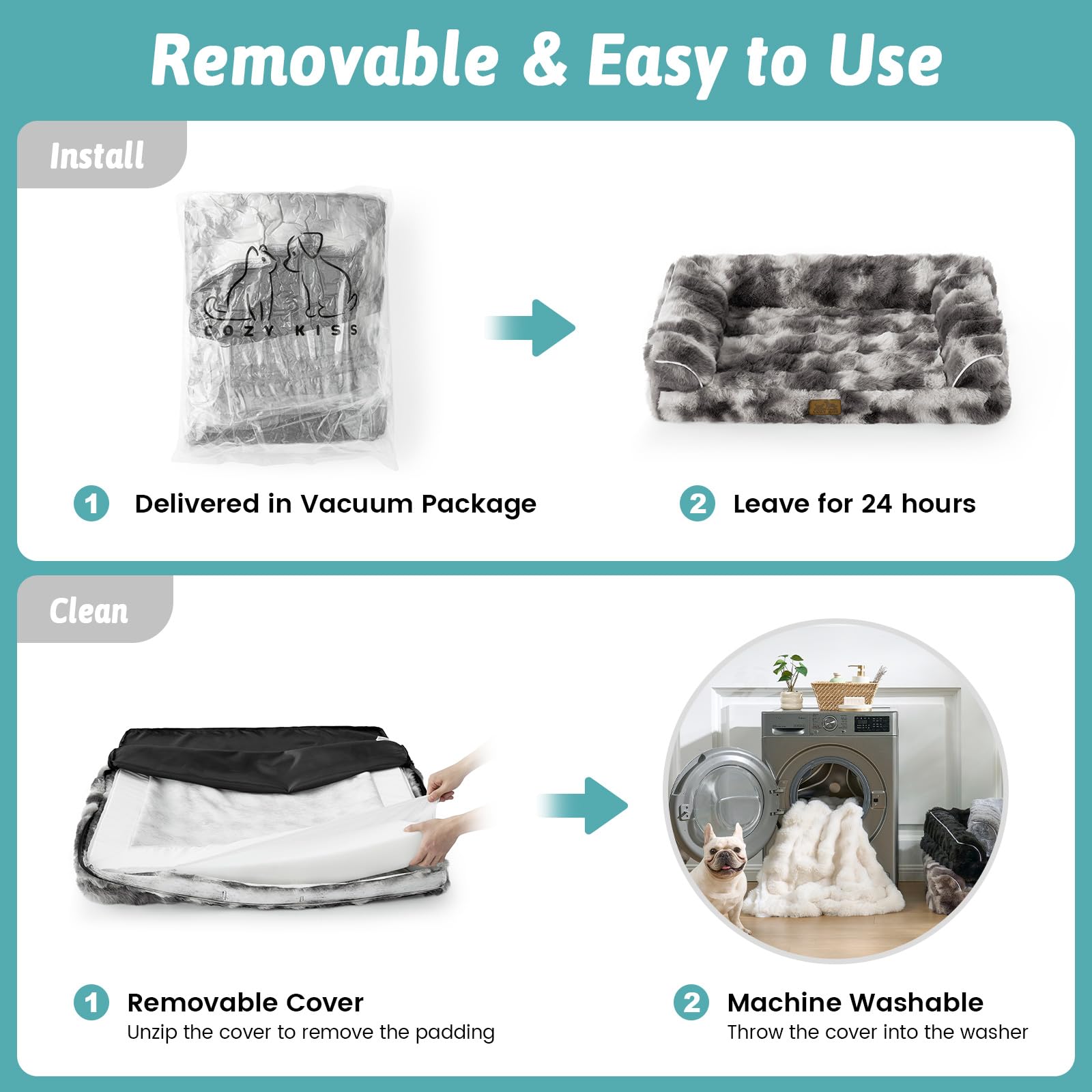 COZY KISS Cama para Perros De Piel SintéTica, Cama OrtopéDica para Perros Grandes, Sofá con Acolchado De Espuma De Alta SujecióN Y Funda Impermeable, Antideslizante, Suave, CáLida, Lavable, TamañO L
