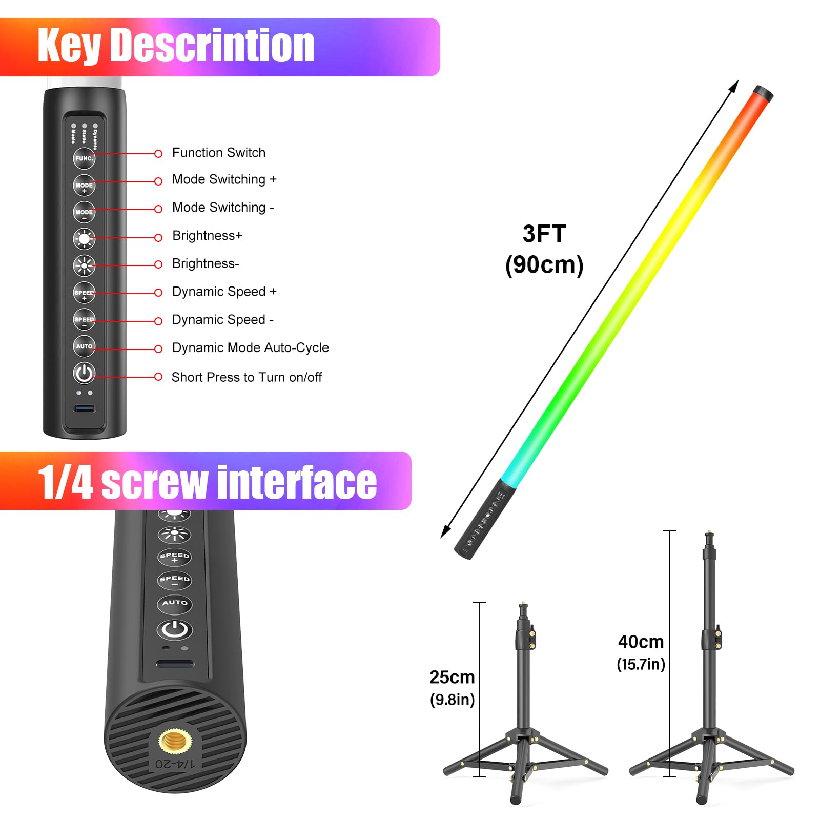 GW値下げ中　LUXCEO LED バーライト　120cm 113cm2本セット Amazon | LUXCEO 2パック 90cm RGB チューブライトバー (3フィート
