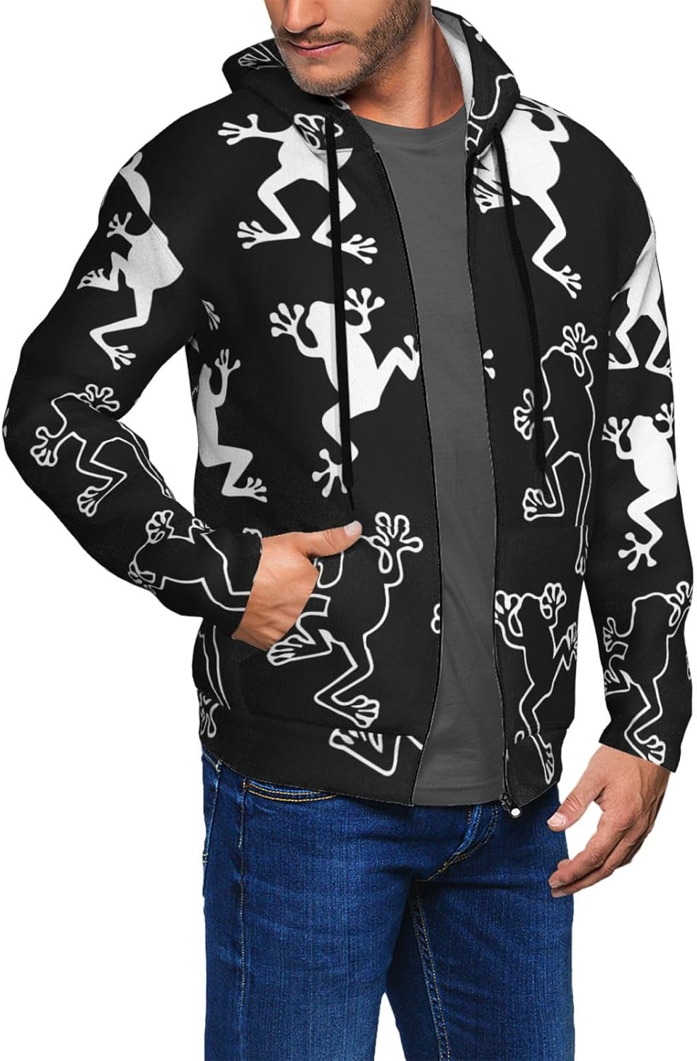 カエル ダンス ジャケット メンズ コート 長袖 ウインドブレーカー 春秋冬 フード付き アウター カジュアル軽量