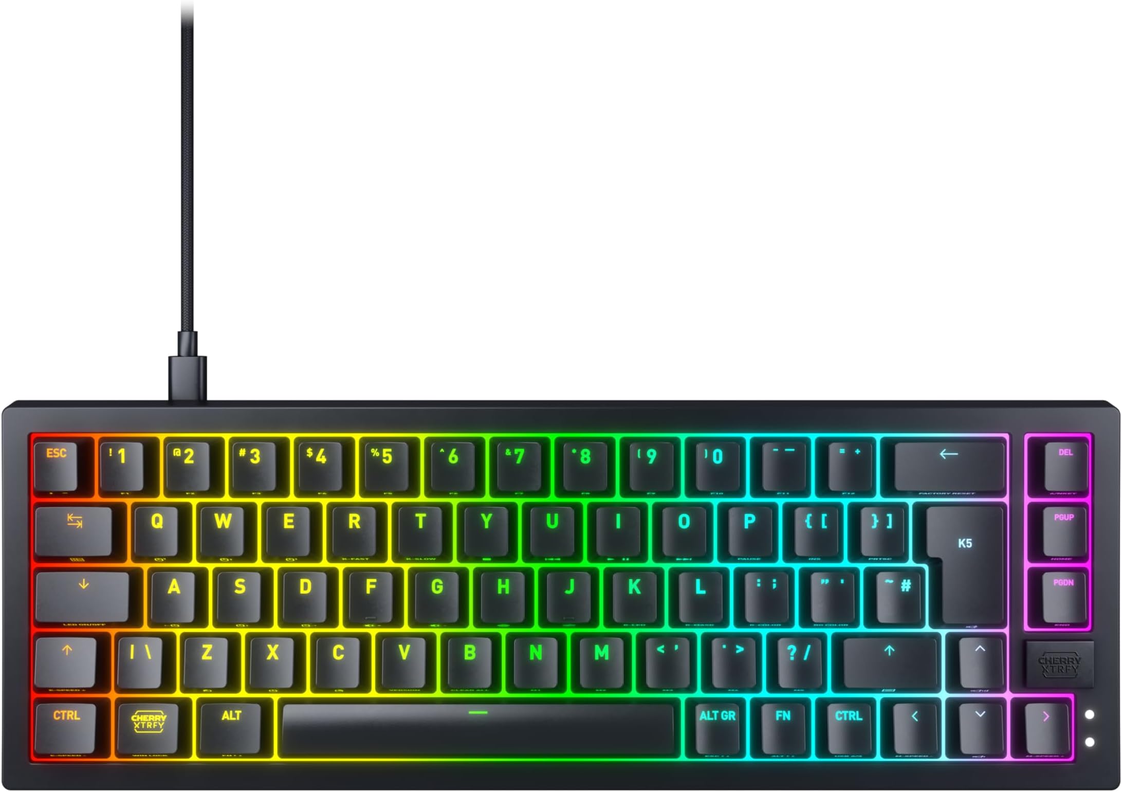 XTRFY K5V2 Compact, Mechanical 65 Percent Gaming Keyboard, UK Layout (QWERTY), Hot-Swap Keyboard, CHERRY MX2A RED SWITCHES, Black