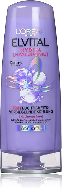 L'Oréal Paris Elvital odżywka nawilżająca do błyszczących włosów, odżywka z kwasem hialuronowym dla zwiększenia nawilżenia, Hydra Hydra Hyaluronic, 250 ml