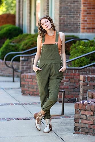 Miniatura 4 de LookbookStore Overol de pana para mujer, con tirantes ajustables, overol de moda con bolsillo