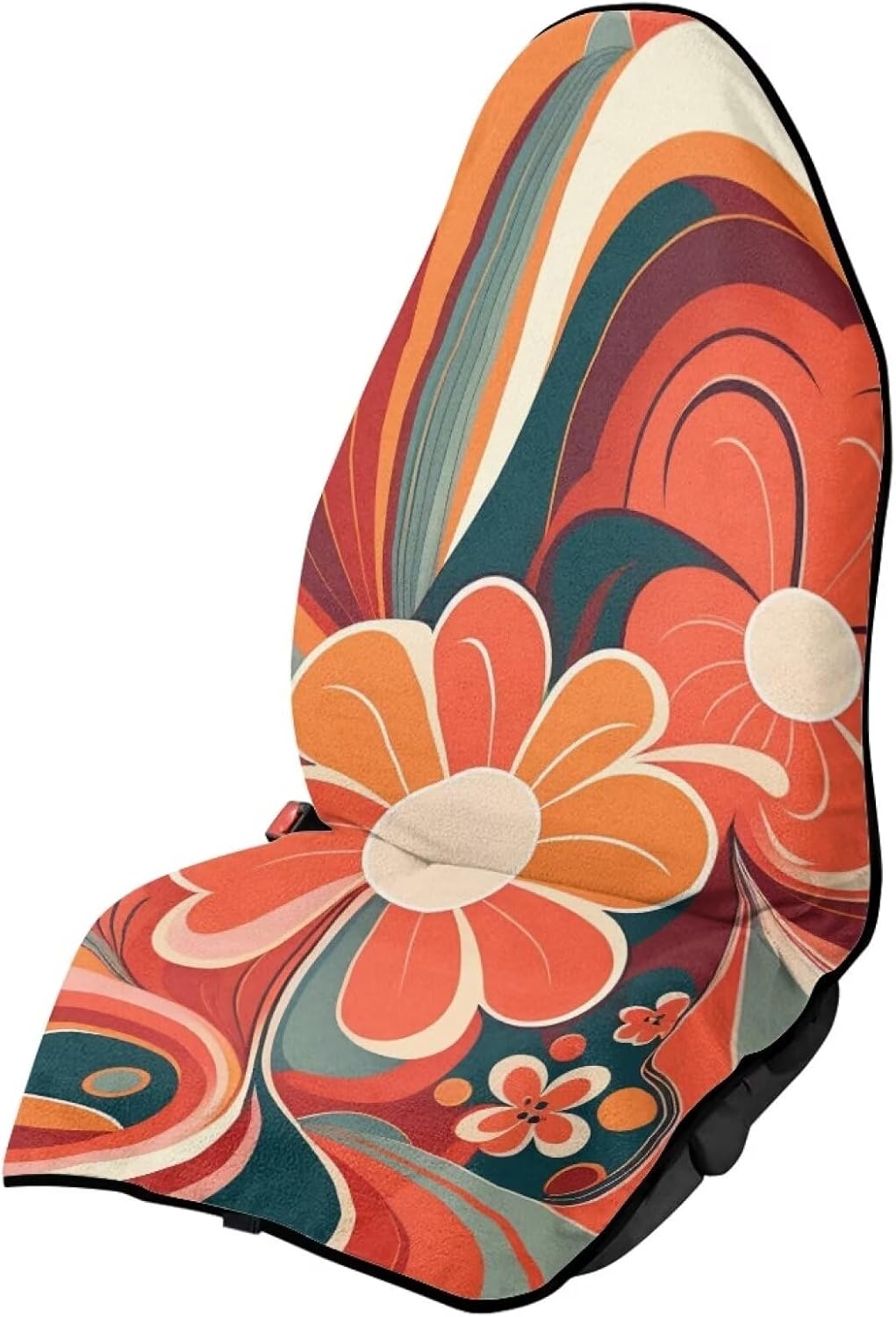 Modysero Waterproof Sports Car Seat Covers Breathable Universal Car Seat Towel for Women Vintage 60S Hippie Style Car Seat Cover Easy Install Washable Automotive Seat Protector After Swimming Surfing