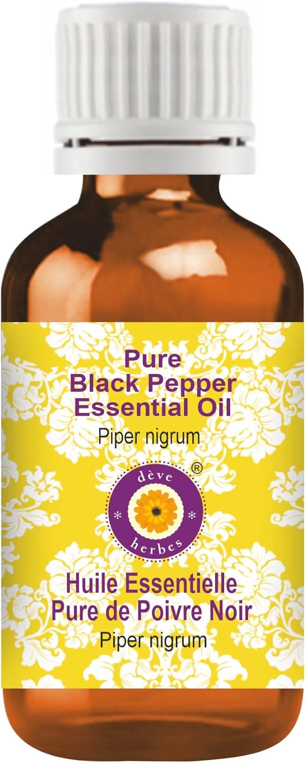 Deve Herbes Pure Black Pepper Essential Oil (Piper nigrum) Steam Distilled 30ml (1 oz)