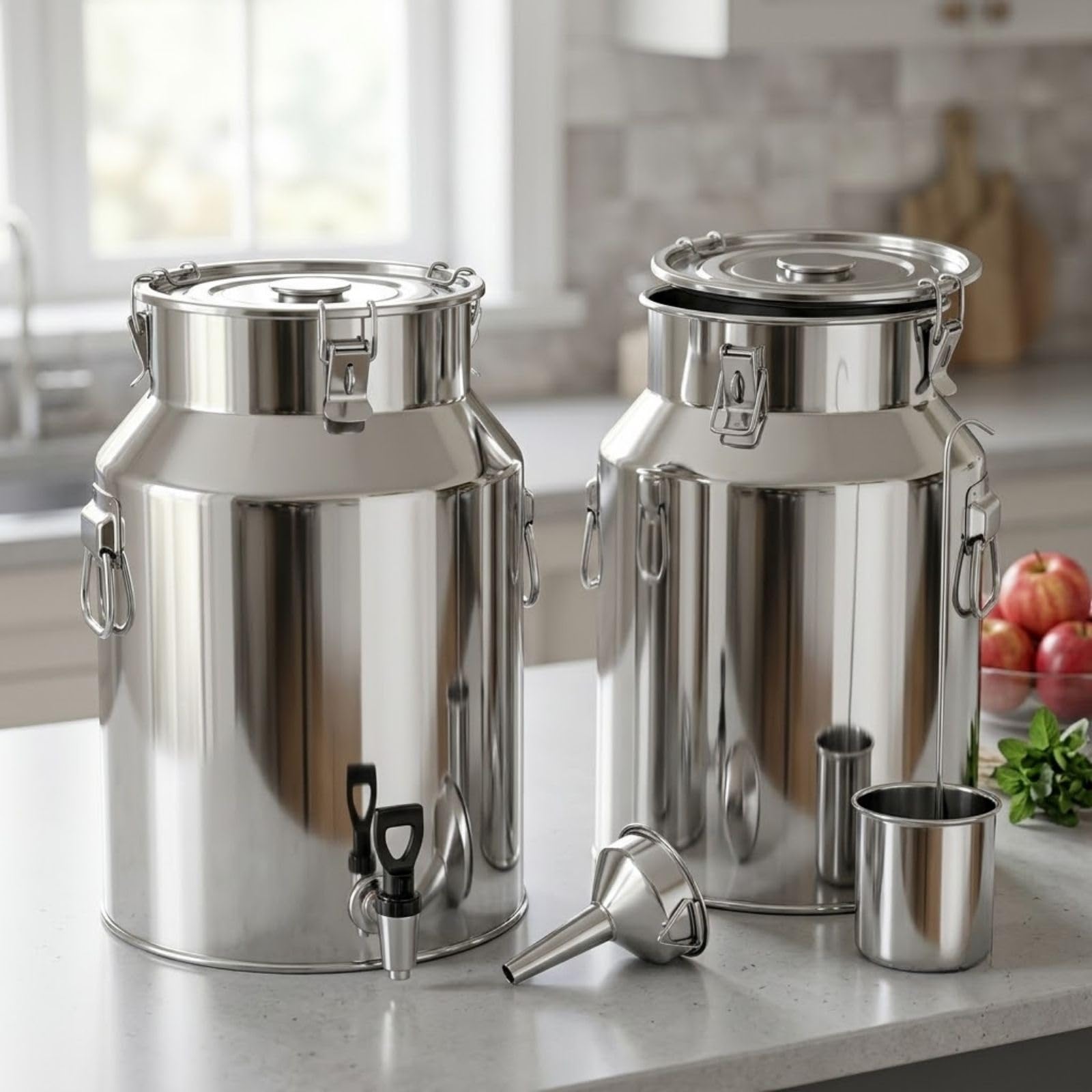 Lechera de acero inoxidable de 64L para conservar leche y aceite en la cocina