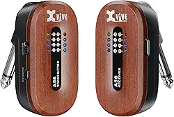 Xvive Sistema de guitarra sem fio A58 5,8 GHz receptor transmissor de guitarra sem fio para captador ativo ou passivo guitarra elétrica/acústica, mogno