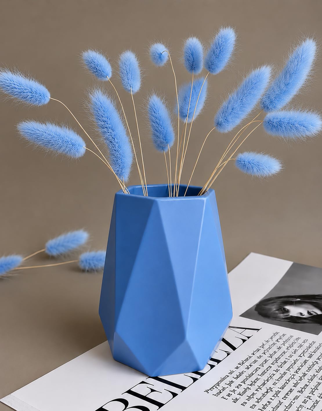 DC' Handmade Concrete Geometric Vase, Hexagonal, Modern Style, Home Decor H10XW8 CM (Sky Blue)-picture-14