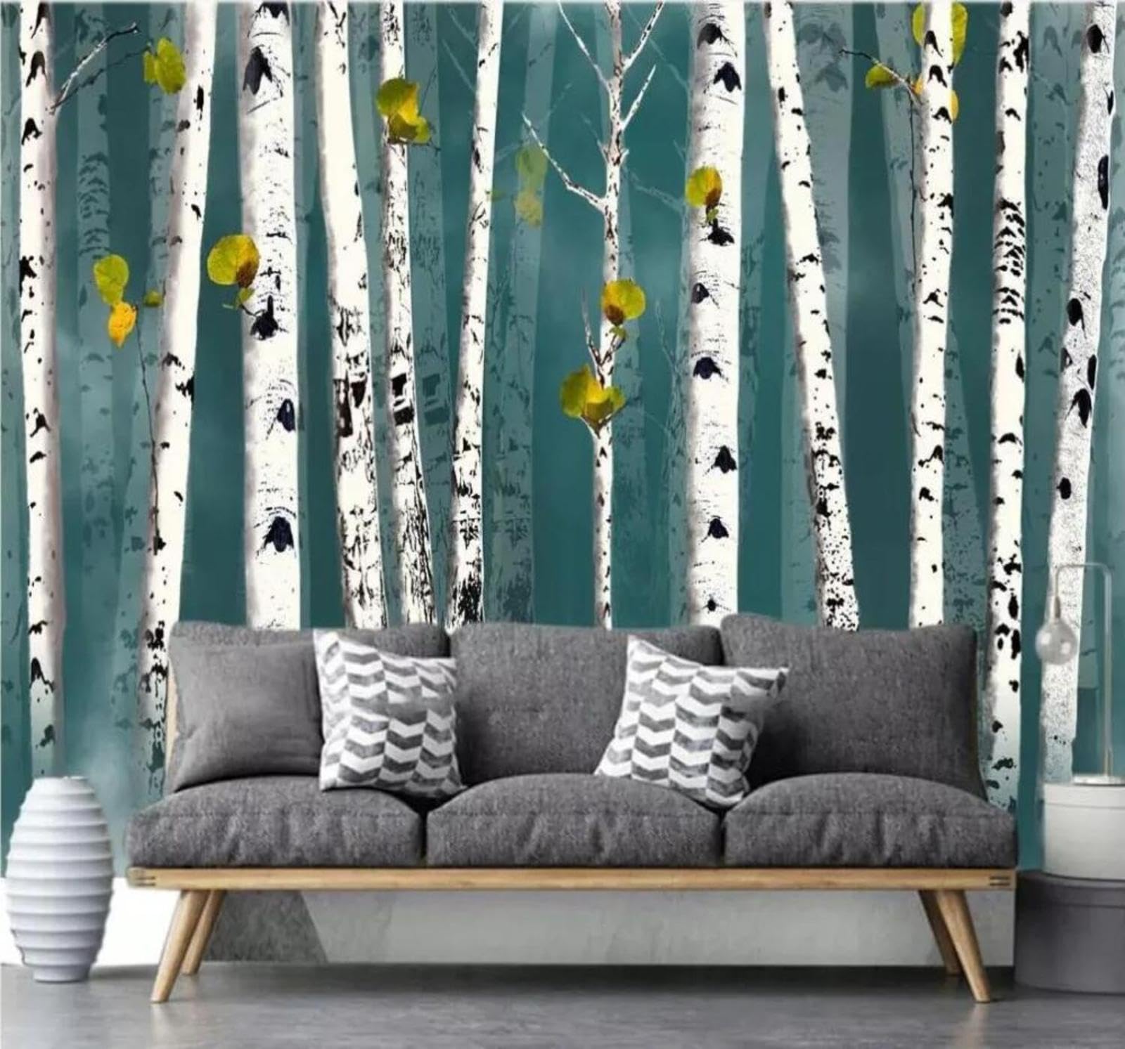 Tzxztt 400Cm×280Cm(B×H) Hand Drawn Fresh Beautiful Woodland Modern 3D Wallpaper Premium Textured Silk Neutral Tones Material Ideal For Living Room Bedroom-400Cm×280Cm