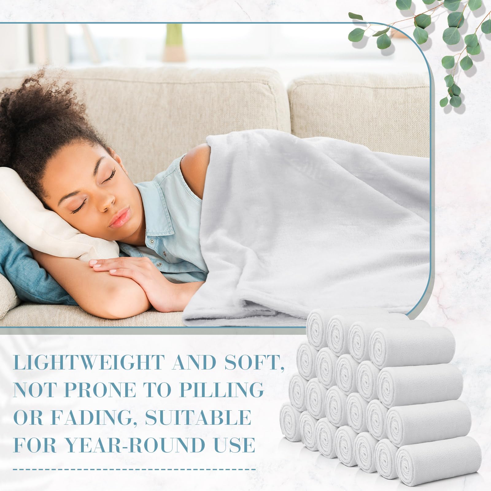 Buryeah 30 coperte in pile morbide, leggere, calde, 127 x 152 cm, morbide, comode, per matrimoni, divano, letto, casa, divano, ufficio, regali (bianco crema)