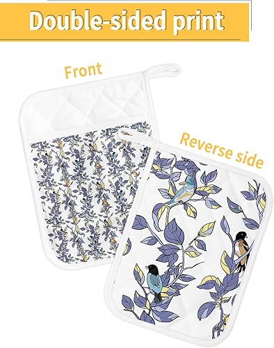 Miniatura 2 de Vintage Plants - Juego de 2 agarraderas para cocina, antideslizantes y aislantes de calor, juego de agarraderas de tela de toalla con bolsillo,