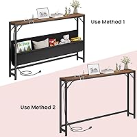 Vista 4 de 47.2'' Skinny Console Table with Power Outlet, 5.91" Behind Couch Table with Charging Station, Long Sofa Table, Narrow Entryway Table for Living