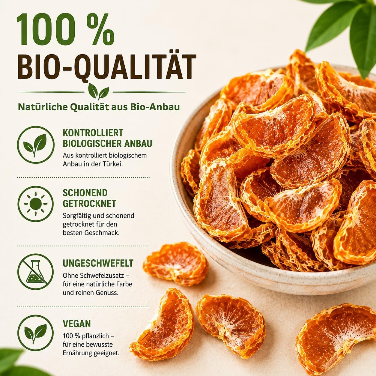Naturkost Schulz - BIO Getrocknete Mandarinen Scheiben, vegan (1000g)