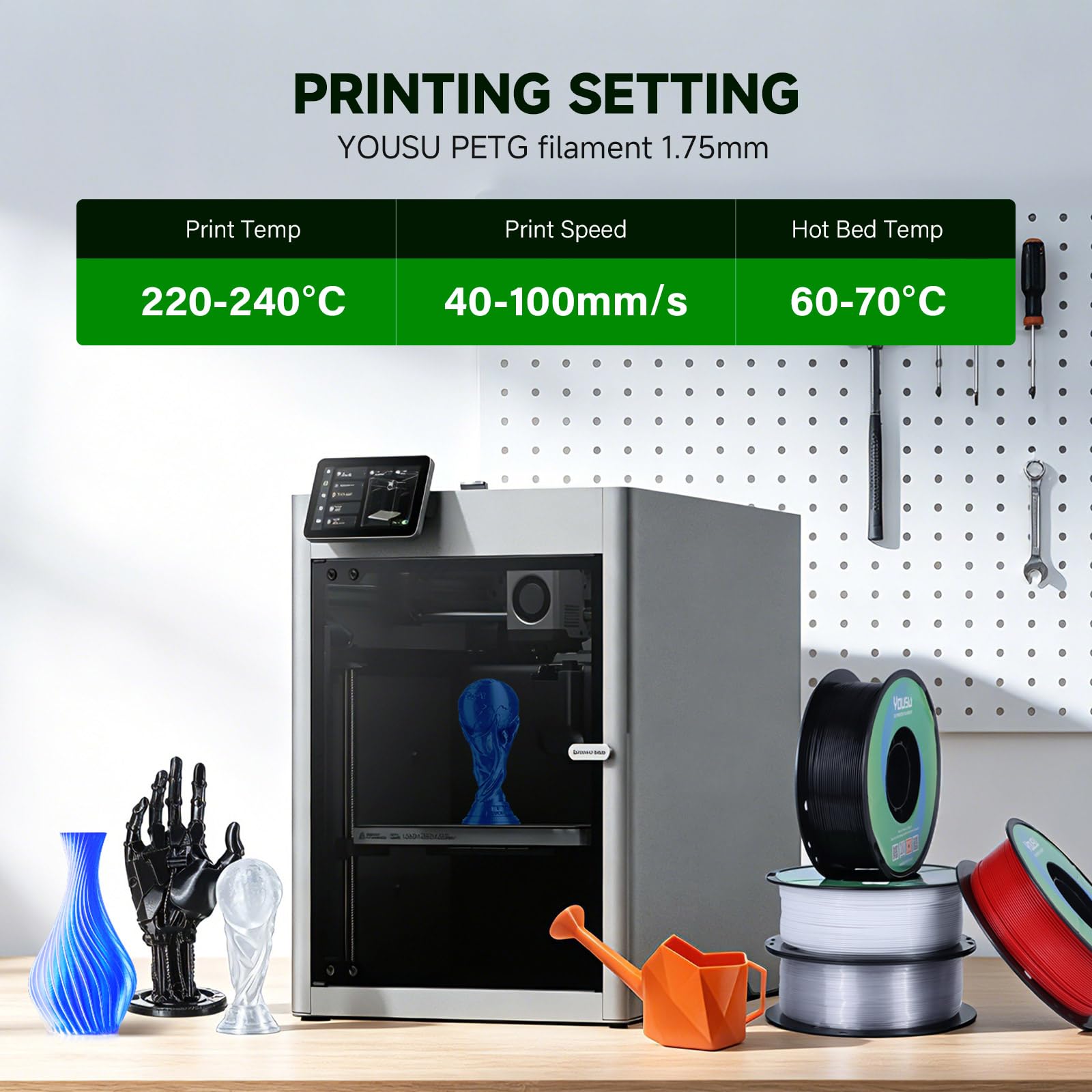 YOUSU Black PETG Filament - 1kg for 3D Printing -5 YOUSU Black PETG Filament - 1kg for 3D Printing -5