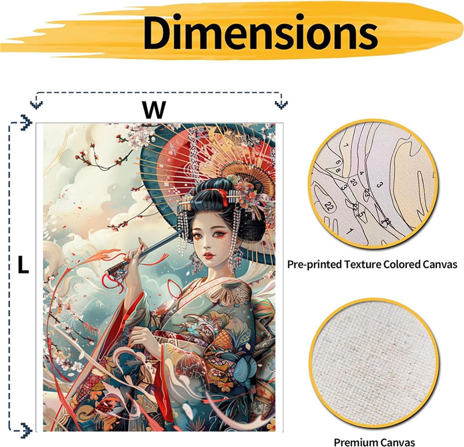 Dipingere con i Numeri per Adulti Ragazze giapponesi Paint by Numbers Kit paesaggio ,Hobby Creativi Adulti,Dipingi con i Numeri con Pennelli e Acrilico Pigmento,Decor della Casa Regalo 80x100cm M-725