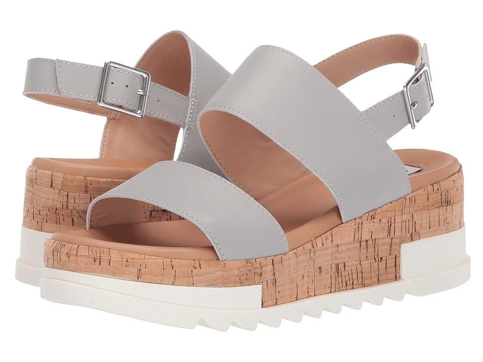 

Steve Madden Brenda Wedge Sandal (Grey Leather) Women's Wedge Shoes, Gray