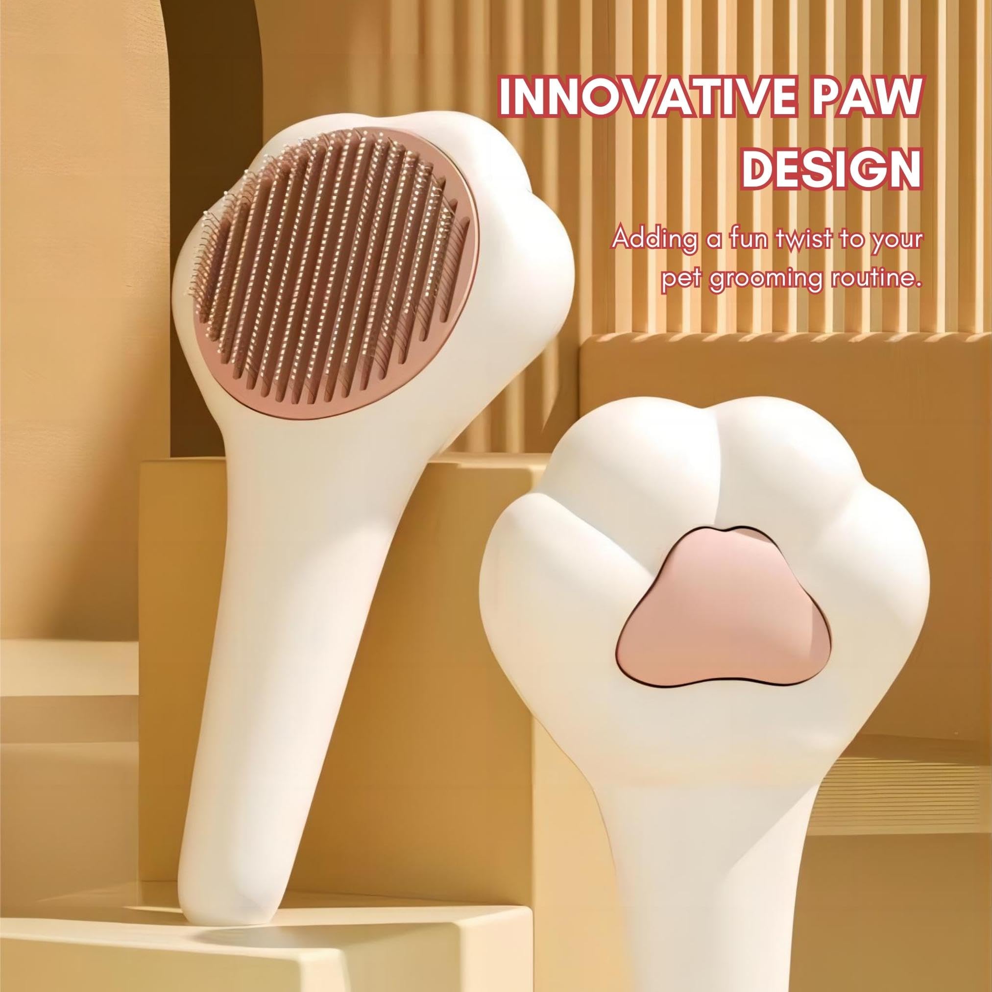 Amazon.co.jp: キュートな肉球形猫用ブラシ - リリースボタン付き 深部