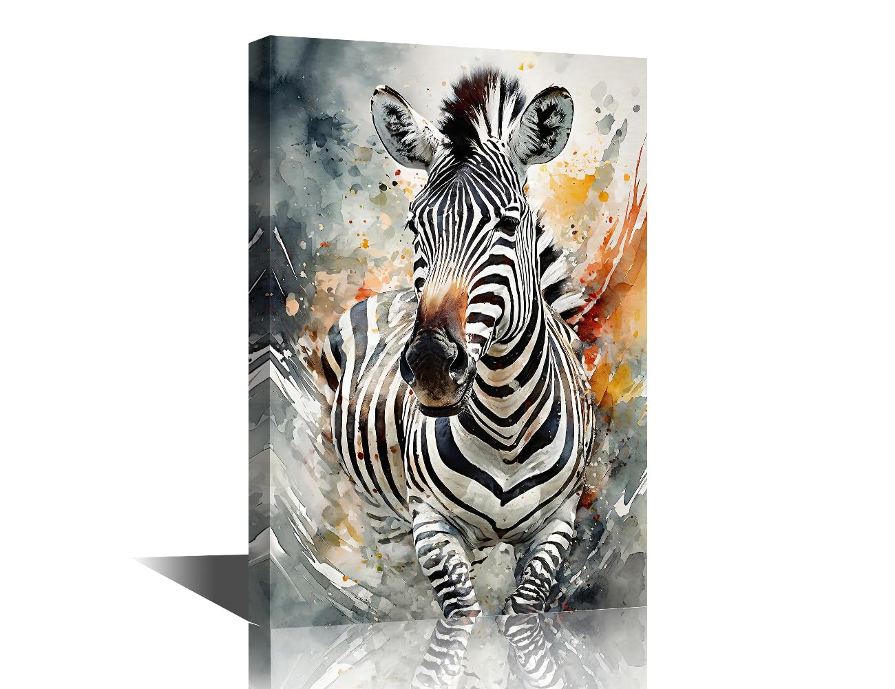 TISHIRON Zebra Canvas Wall Art for Bedroom Animal Wall Art for Living Room Abstract Colorful Wall Art Decor Modern Artwork for Home Walls Giclee Framed Ready to Hang (12''Wx 18''H)